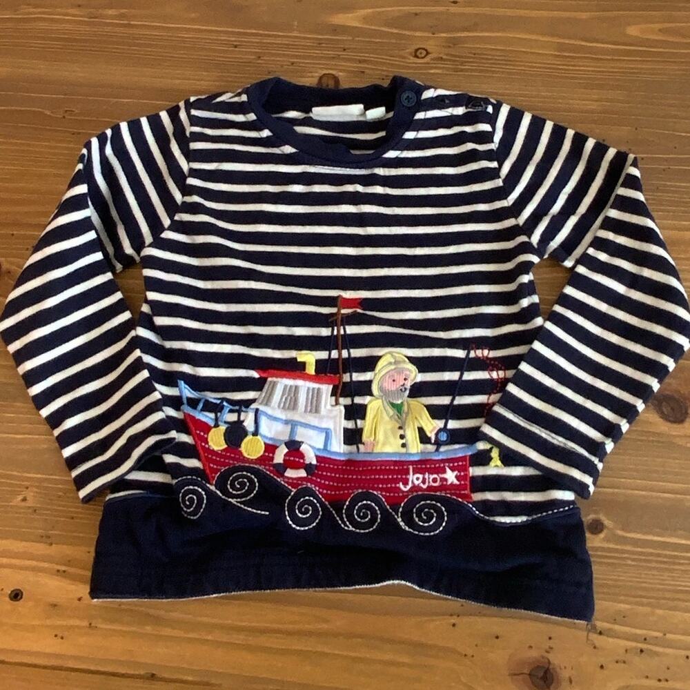 JoJo Maman Bebe Fishing Boat Long Sleeve Tshirt size 2/3